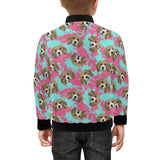 Beagle muzzles turquoise paint splashes pink patte Kids' Boys' Girls' Bomber Jacket