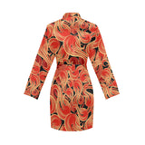 Fire flame pattern Women's Long Sleeve Belted Night Robe