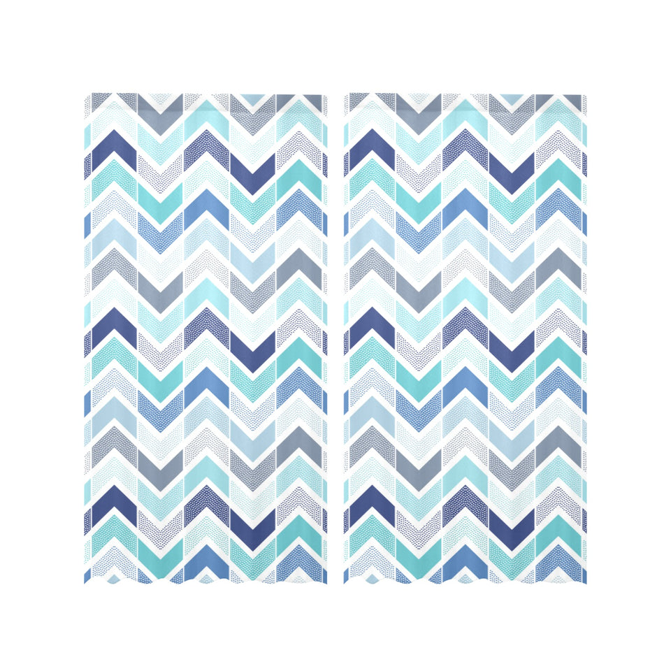 zigzag chevron blue pattern Gauze Curtain
