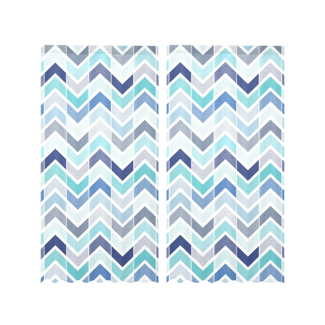 zigzag chevron blue pattern Gauze Curtain