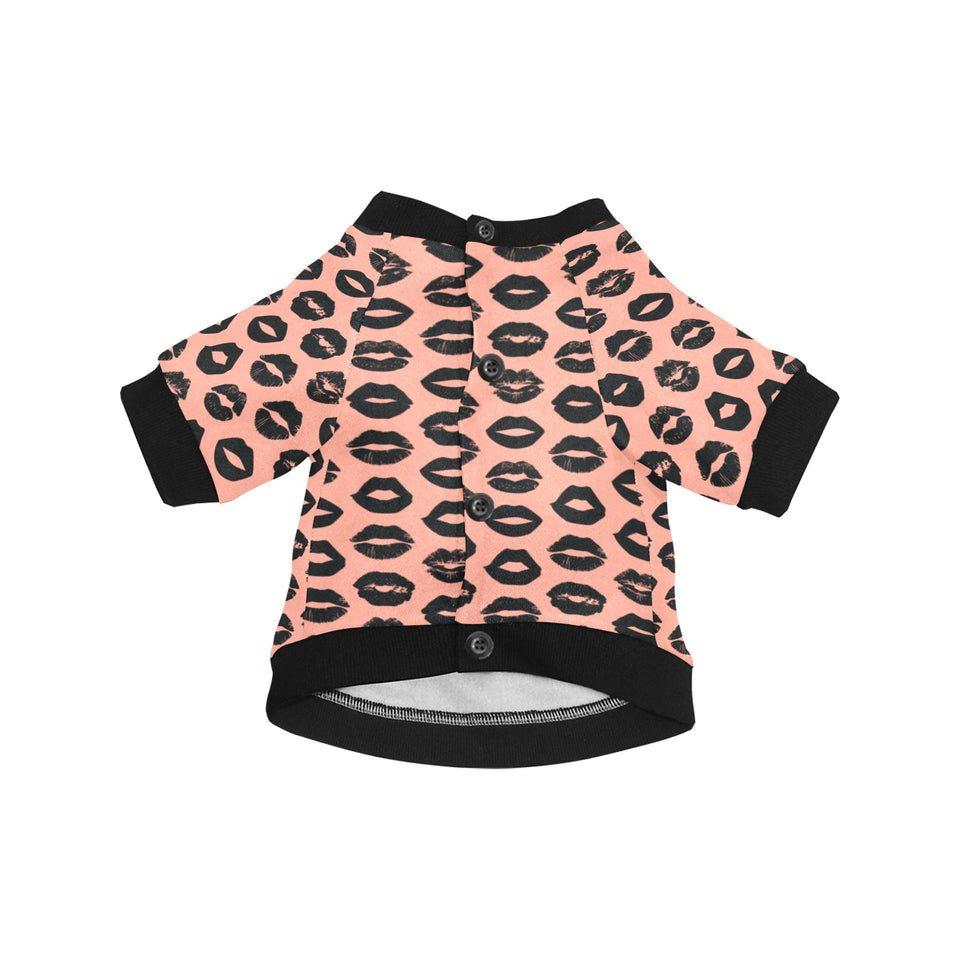 Lips Pattern Print Design 02 All Over Print Pet Dog Round Neck Fuzzy Shirt