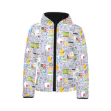 Math Pattern Print Design 04 Kids' Boys' Girls' Padded Hooded Jacket