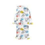 Siberian husky and colorful circle pattern Blanket Robe with Sleeves