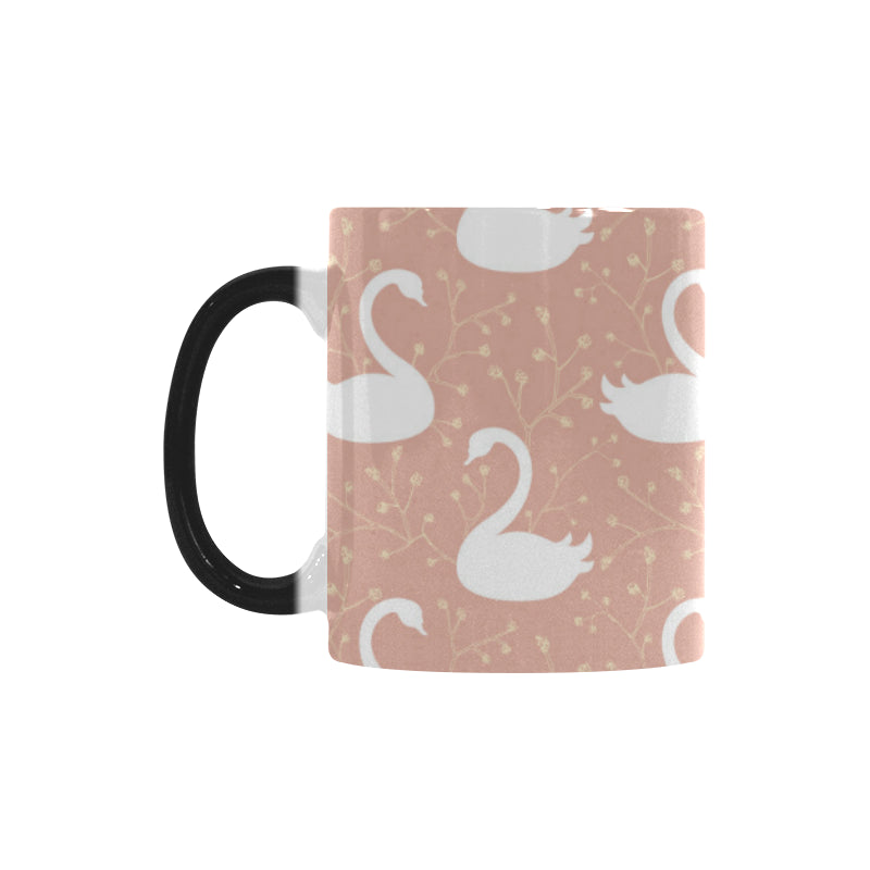 Swan flower light pink background Morphing Mug Heat Changing Mug