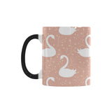 Swan flower light pink background Morphing Mug Heat Changing Mug
