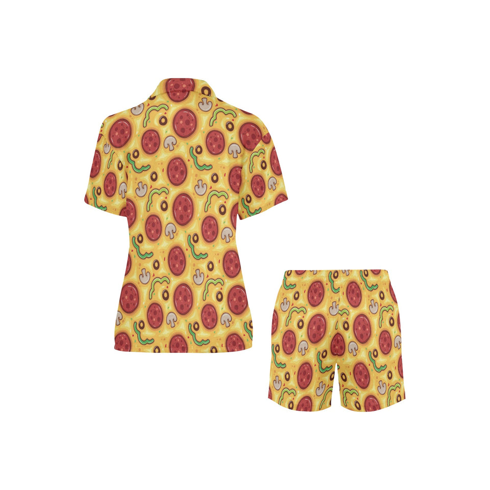 Pizza texture pattern Women's V-Neck Short Pajama Set