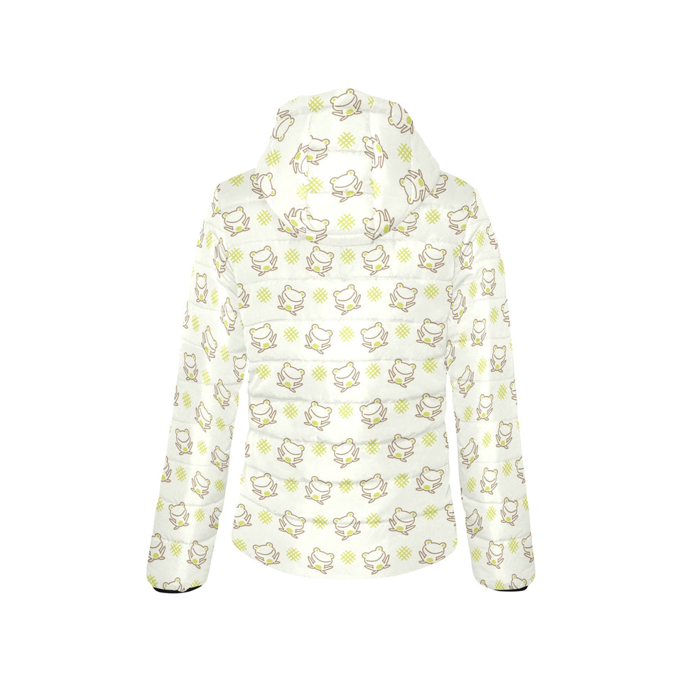 Cute cartoon frog baby pattern Women's Padded Hooded Jacket