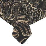 luxurious gold lotus waterlily black background Tablecloth