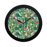 Cactus design pattern copy Elegant Black Wall Clock