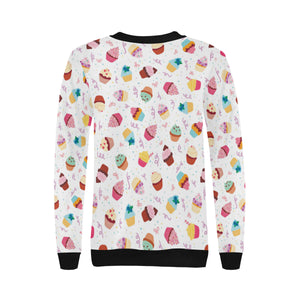 Cake cupcake design pattern Women's Crew Neck Sweatshirt