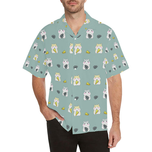 Cute hamster cheese pattern Men's All Over Print Hawaiian Shirt