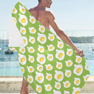 Fried Eggs Pattern Print Design 01 Beach Towel