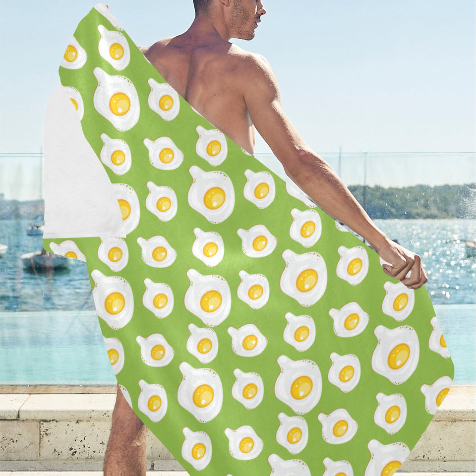 Fried Eggs Pattern Print Design 01 Beach Towel