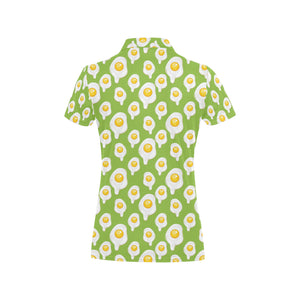 Fried Eggs Pattern Print Design 01 Women's All Over Print Polo Shirt