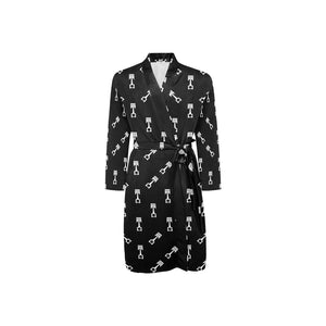Engine Piston Black Theme Pattern Print Design 03 Men's Long Sleeve Belted Night Robe