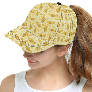 Saxophone cornet pattern yellow background All Over Print Snapback Cap