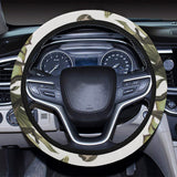 Monkey red hibiscus flower palm leaves floral patt Car Steering Wheel Cover