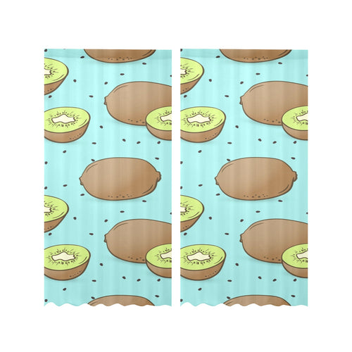 Kiwi blue background Gauze Curtain
