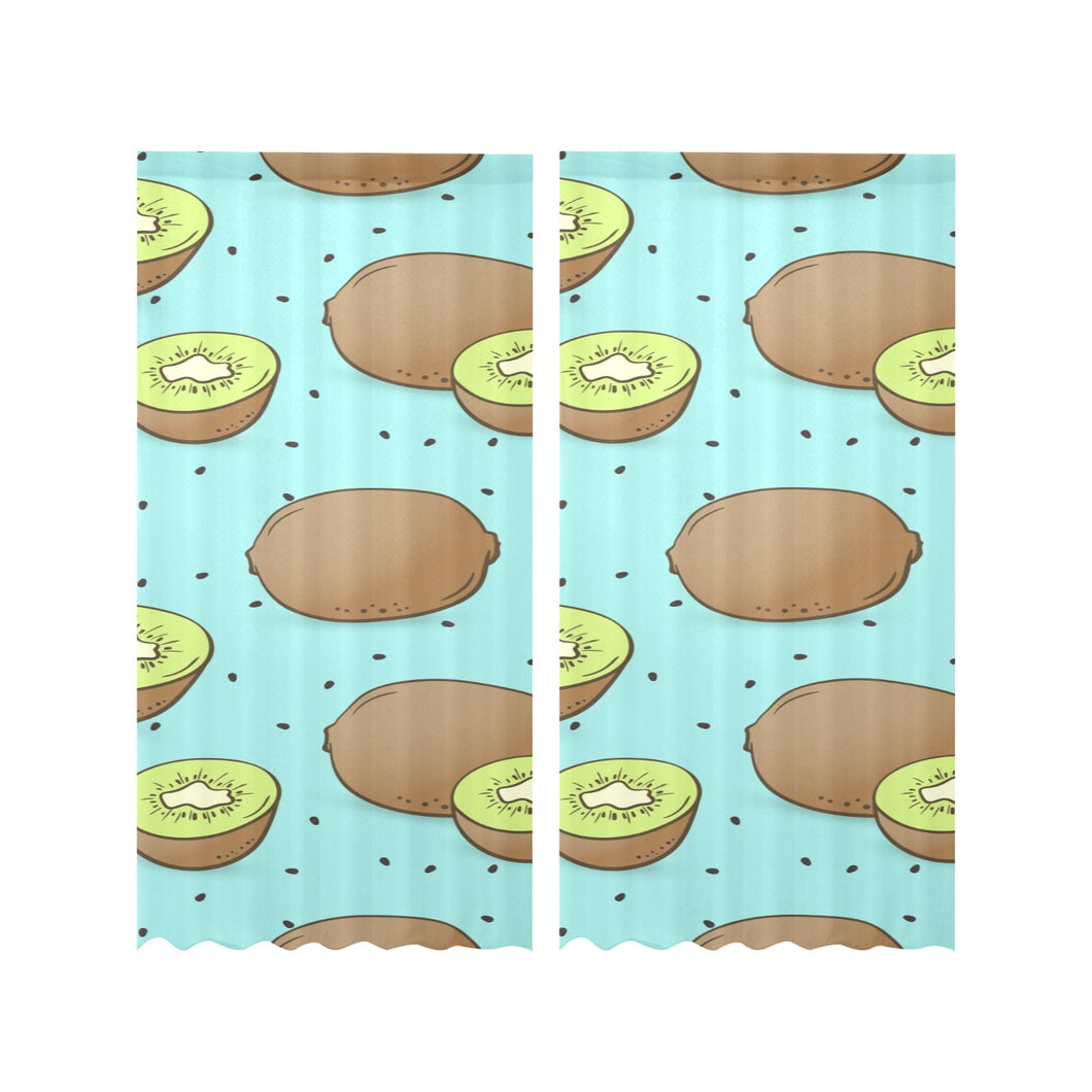Kiwi blue background Gauze Curtain