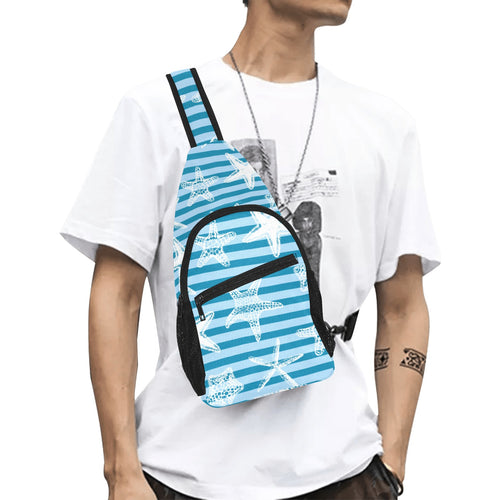 Starfish blue blackground All Over Print Chest Bag