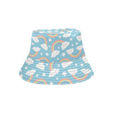 Cute rainbow clound star pattern blue background Unisex Bucket Hat