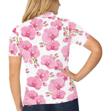 pink purple orchid pattern background Women's All Over Print Polo Shirt