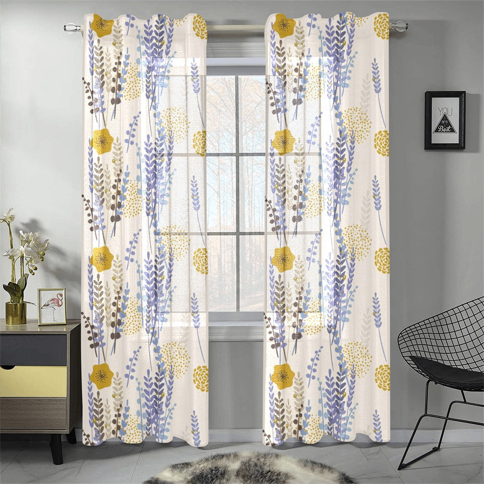 Lavender modern pattern blackground Gauze Curtain