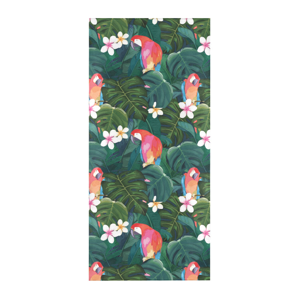 Parrot Palm tree leaves flower hibiscus pattern Beach Towel