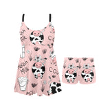 Cows milk product pink background Chest Sexy Pleated Two Piece Swim Dress