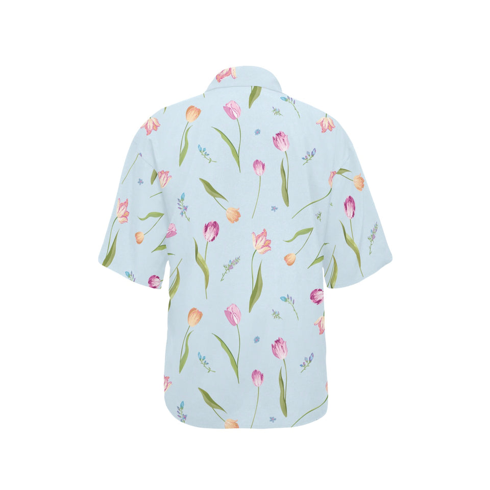 Watercolor Tulips pattern Women's All Over Print Hawaiian Shirt