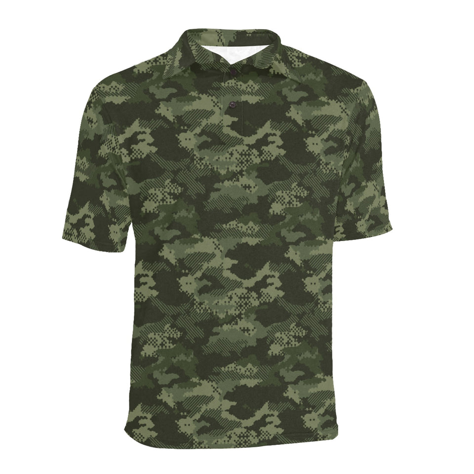 Digital Green camouflage pattern Men's All Over Print Polo Shirt