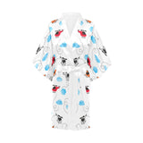 Watercolor helicopter cloud pattern Women's Short Kimono Robe