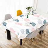 Black Gray Cream coral ginkgo leaves pattern Tablecloth