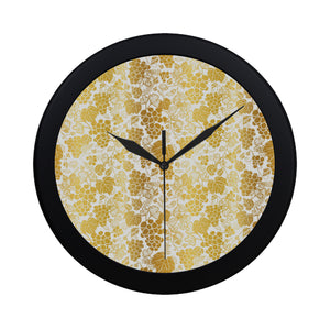 Gold grape pattern Elegant Black Wall Clock
