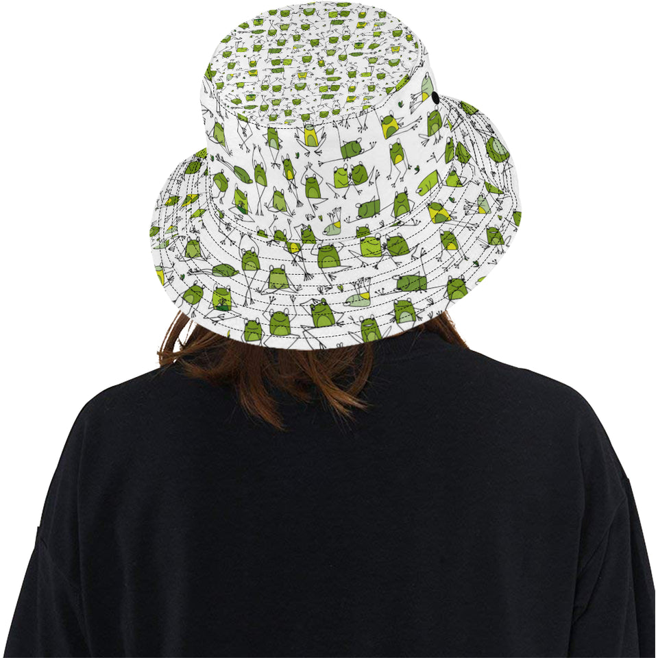 Sketch funny frog pattern Unisex Bucket Hat