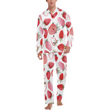 watercolor hand drawn beautiful strawberry pattern Men's Long Pajama Set