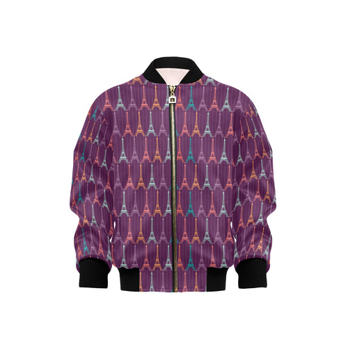Eiffel Tower Pattern Print Design 05 Kids' Boys' Girls' Bomber Jacket