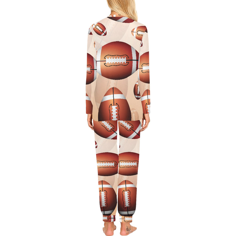American football ball design pattern Women's All Over Print Pajama Set