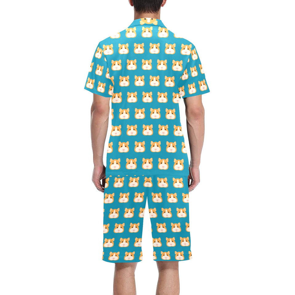 Guinea Pig Pattern Print Design 03 Men's V-Neck Short Pajama Set