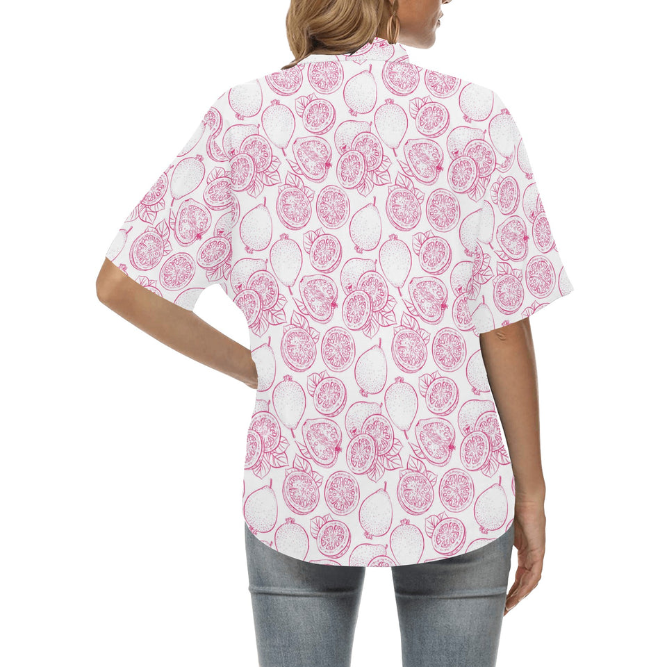 Sketch guava pattern Women's All Over Print Hawaiian Shirt