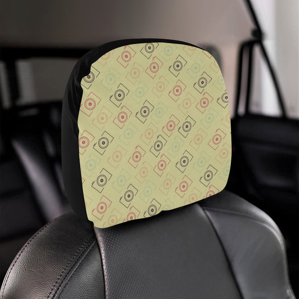 Camera Pattern Print Design 01 Car Headrest Cover