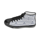 Anchor rope nautical  pattern Women's High Top Canvas Canvas Shoes Black