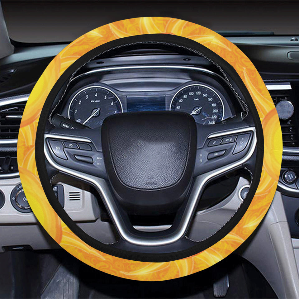 Sun orange background Car Steering Wheel Cover