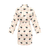 Ostrich Pattern Print Design 05 Women's Long Sleeve Belted Night Robe