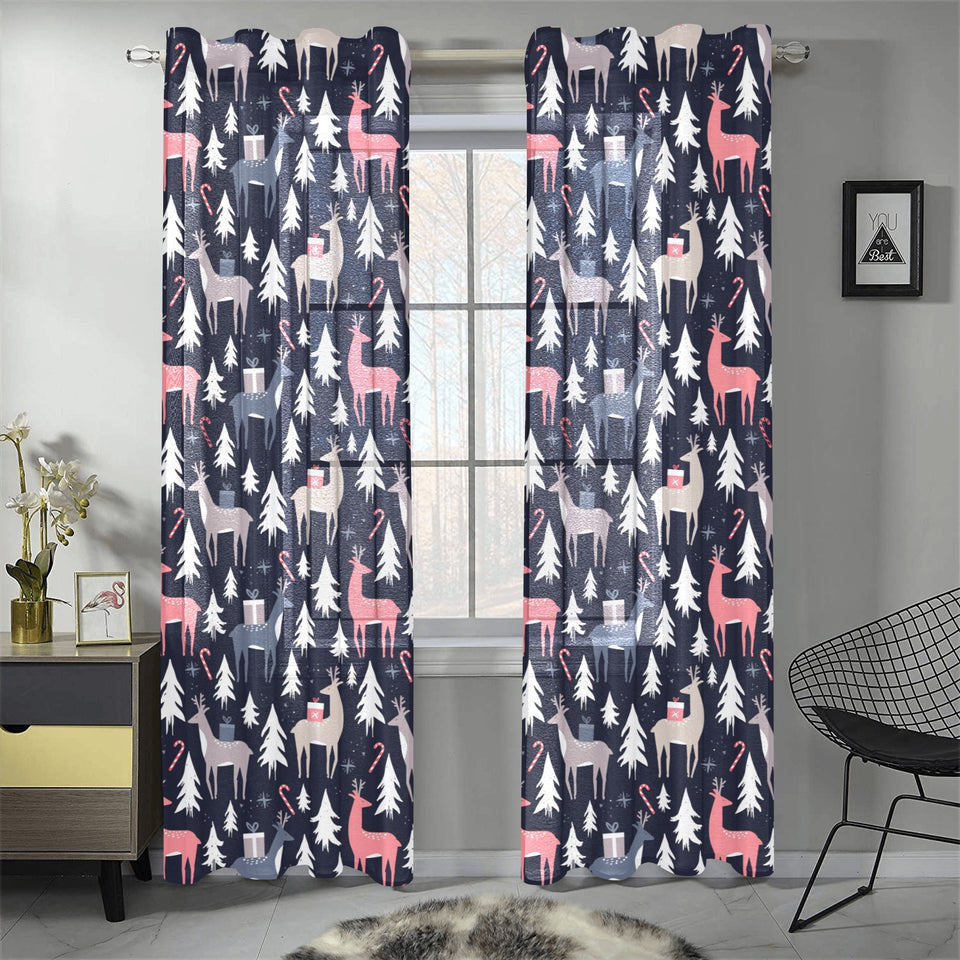 Deers Winter Christmas pattern Gauze Curtain
