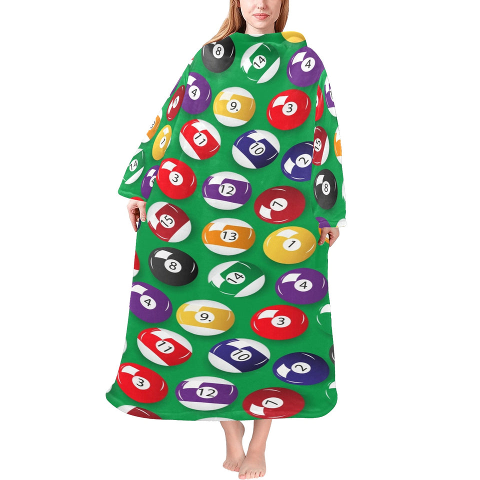 Billiard Ball Pattern Print Design 02 Blanket Robe with Sleeves