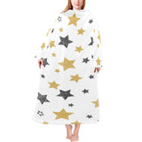 hand drawn gold black star pattern Blanket Robe with Sleeves