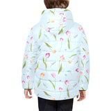 Watercolor Tulips pattern Kids' Boys' Girls' Padded Hooded Jacket