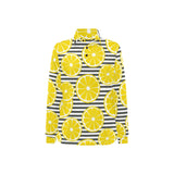 slice of lemon design pattern Women's Long Sleeve Polo Shirt