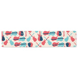 Red Blue guitar pattern Table Runner